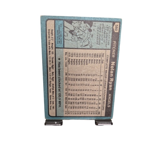 Nolan Ryan Angels A.L. All-Star Baseball Card Vintage 1980 Topps‎ #580 - Picture 2 of 2